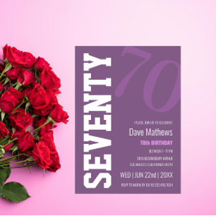 Modern Chic Purple 70th Birthday  Invitation