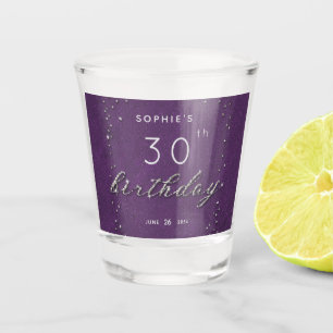 Modern Chic Purple Sparkle Glitter Birthday Party Shot Glass