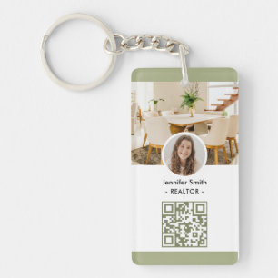 Modern Chic Real Estate Marketing QR Code Key Ring