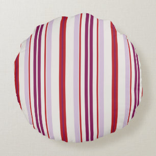 Modern chic red and purple stripes fabric round cushion