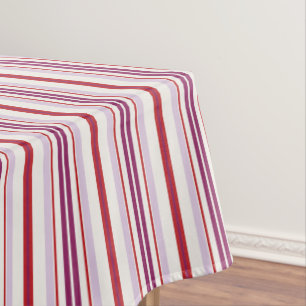 Modern chic red and purple stripes fabric tablecloth