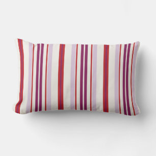 Modern chic red and purple stripes lumbar cushion