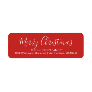 Modern Chic Red Holiday Christmas Return Address Label