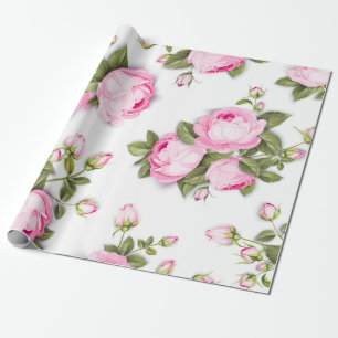 modern chic red,pink floral wrapping paper