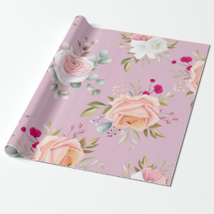modern chic   red,pink floral wrapping paper