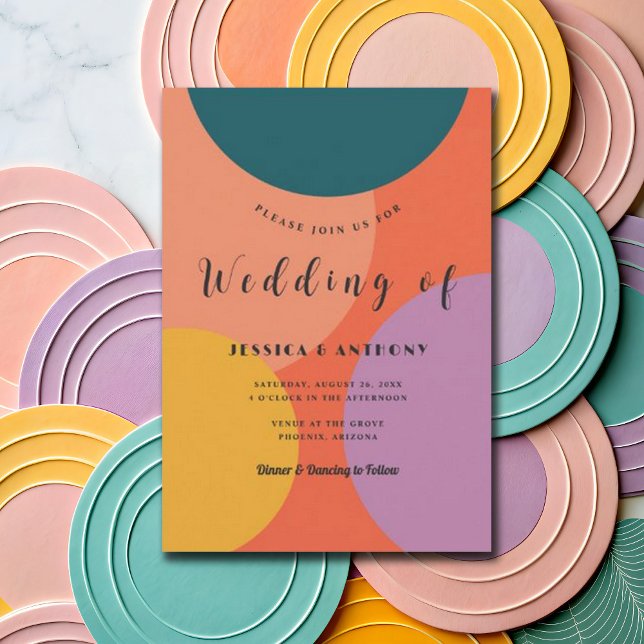Modern Chic Retro Minimalist Boho Back Wedding Invitation (Creator Uploaded)