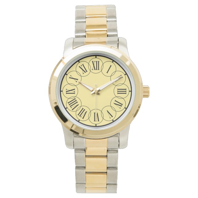 Modern Chic  Romans Numbers Men's Two Tone  Watch (Front)