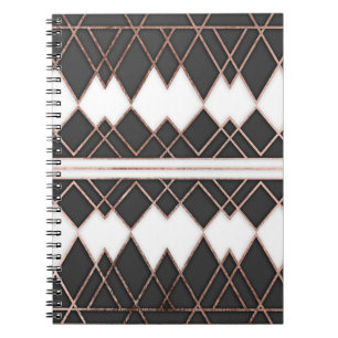 Modern Chic Rose Gold Black and White Triangles Notebook
