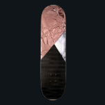 Modern Chic Rose Gold Black Marble Geometric Skateboard<br><div class="desc">This modern, chic, and elegant faux printed rose gold, black satin stripes, and black and white marble triangular geometric is perfect for the contemporary and trendy individual. ***IMPORTANT DESIGN NOTE: For any custom design request such as matching product requests, colour changes, placement changes, or any other change request, please click...</div>