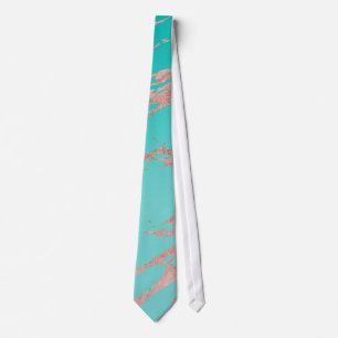 Modern Chic Rose Gold Blue Marble Tie