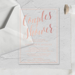 Modern Chic Rose Gold Foil Couples Wedding Shower Acrylic Invitations