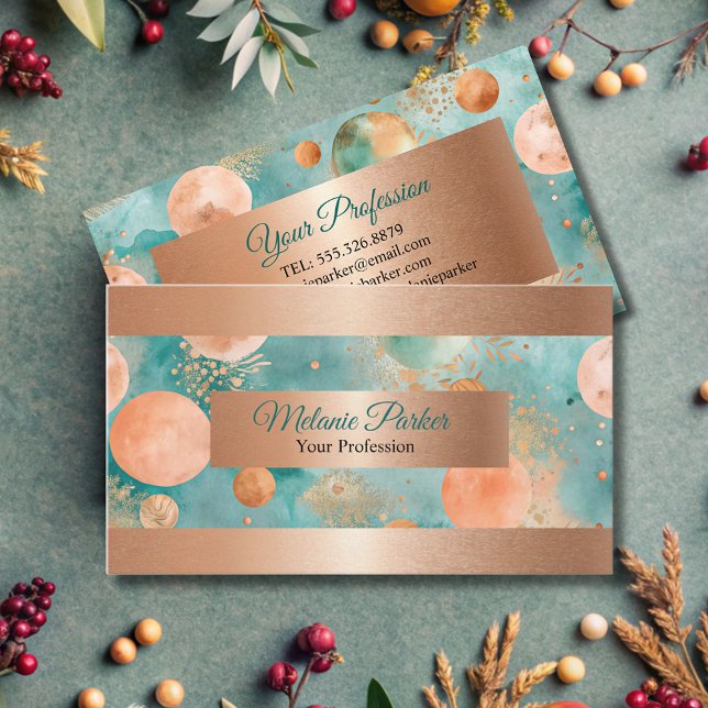 modern chic Rose Gold turquoise  Business Card (Creator Uploaded)