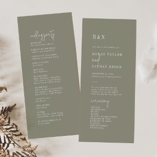 Modern Chic Sage Green Flat Wedding Program