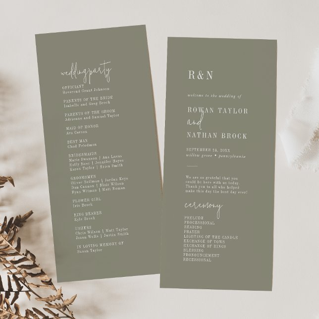 Modern Chic Sage Green Flat Wedding Program (Creator Uploaded)