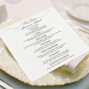Modern Chic Sage Green Gold Fun Facts Wedding Cute Napkin