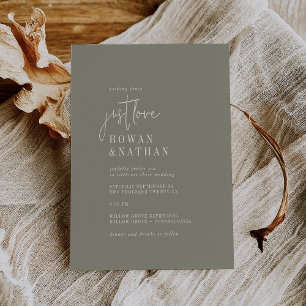 Modern Chic Sage Green Just Love Wedding Invitation