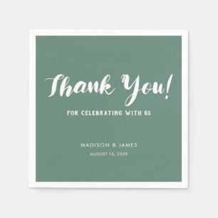 Modern Chic Sage Green Script Thank You Wedding Napkin