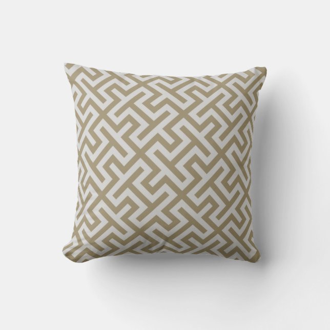 Modern chic sand and beige geometric pillow (Front)