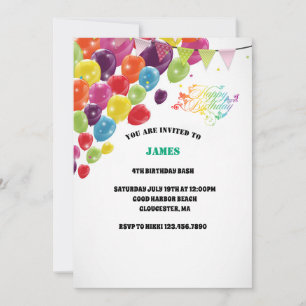 Modern chic script 4st birthday  invitation