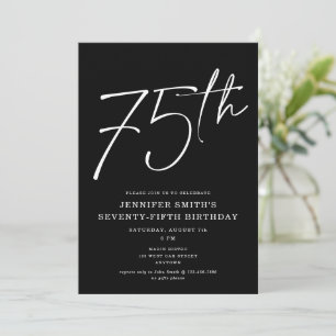 Modern Chic Script 75th Birthday Party Invitation