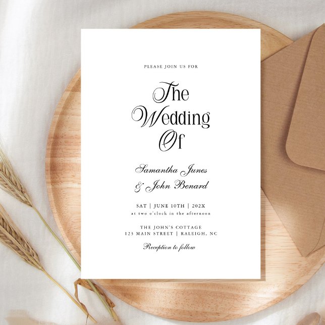 Modern Chic Script Black Elegant Wedding  Invitation (Creator Uploaded)