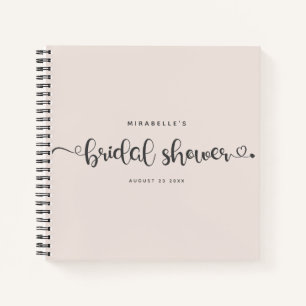 Modern Chic Script Bridal Shower Blush Pink Guest Notebook
