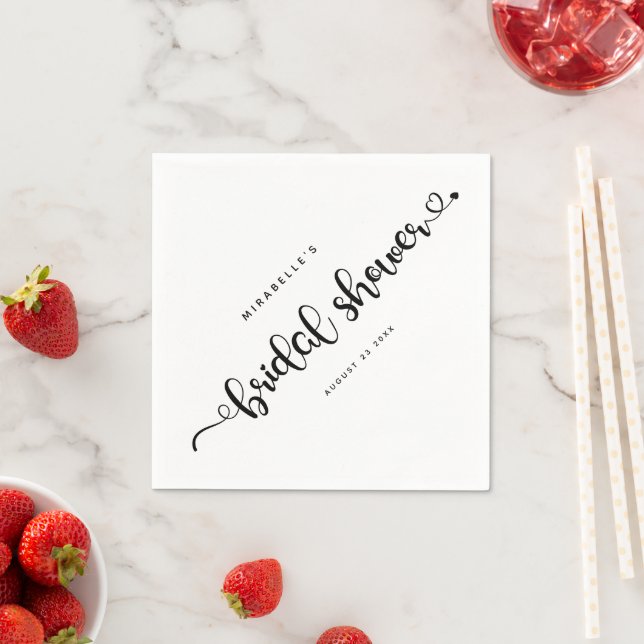 Modern Chic Script Bridal Shower Calligraphy Napkin (Insitu)