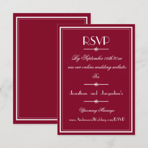Modern Chic Script Elegant Burgundy Wedding RSVP Card