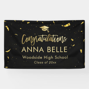 Modern Chic Script Elegant Gold Graduation Banner