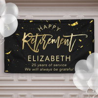 Modern Chic Script Elegant Gold Happy Retirement