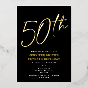 Modern Chic Script Fiftieth 50th Birthday Party