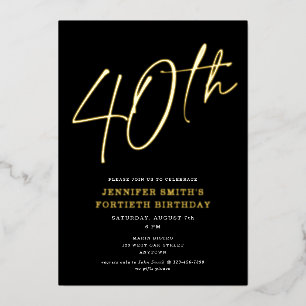 Modern Chic Script Fortieth 40th Birthday Party