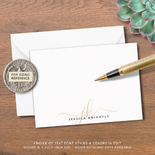 Modern Chic Script Gold Monogram Initials Minimal Card