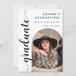 Modern Chic Script Graduation Open House Invitation