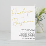 Modern Chic Script Handwriting Gold White Wedding<br><div class="desc">Minimalist Modern Chic Script Handwriting Gold Foil Wedding with White Background</div>