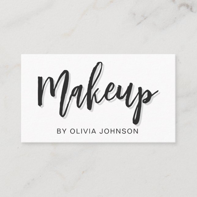 Modern Chic Script Makeup Artist Business Card (Front)