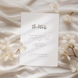 Modern Chic Script Minimalist Wedding Details Encl Enclosure Card