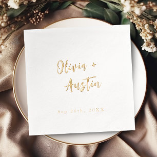 Modern Chic Script Minimalist Wedding Foil Napkins