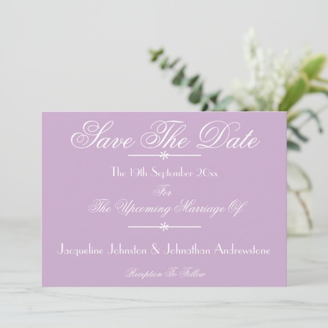  Modern Chic Script Name Mauve Save The Date Announcement (Standing Front)