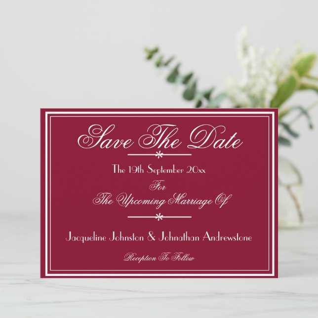 Modern Chic Script Names Elegant Save The Date Announcement (Standing Front)