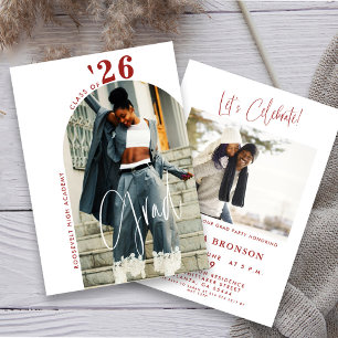 Modern Chic Script Photo 2024 Minimal Grad Party  Invitation