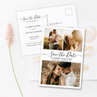 Modern Chic Script Photo Collage Save The Date Ann
