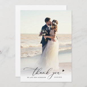 modern chic script photo wedding thank you 