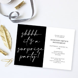 Modern Chic Script Shhh Surprise Retirement Party  Invitation