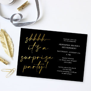 Modern Chic Script Shhh Surprise Retirement Party  Invitation