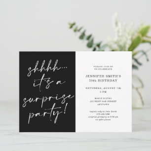 Modern Chic Script Shhhh Surprise Birthday Party I Invitation