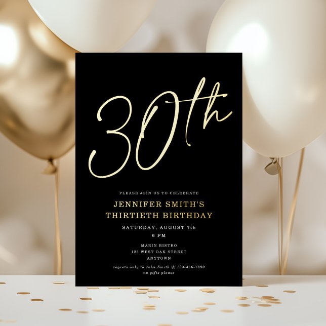 Modern Chic Script Thirtieth 30th Birthday Party (Creator Uploaded)