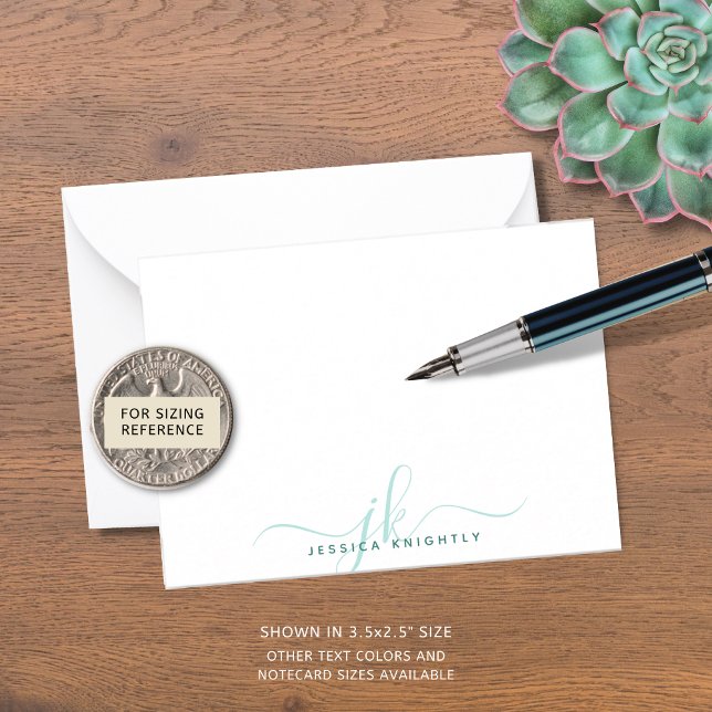 Modern Chic Script Turquoise Monogram Initials Card (Creator Uploaded)