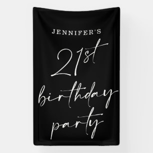 Modern Chic Script Twenty-One 21st Birthday Party Banner