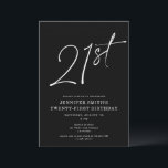 Modern Chic Script Twenty-One 21st Birthday Party Invitation<br><div class="desc">This modern 21st birthday party invite features a chic black background with white script and modern typography. The script says "21st". All of the colours (even the year script) are fully and easily customisable. You can even add a photo to the back! Just use "design tool" in the personalisation drop-down...</div>